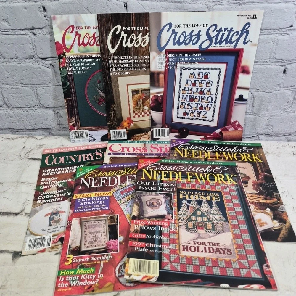 Vintage Cross Stitch‎ And Needlework Magazines Pattern Books Lot Of 8